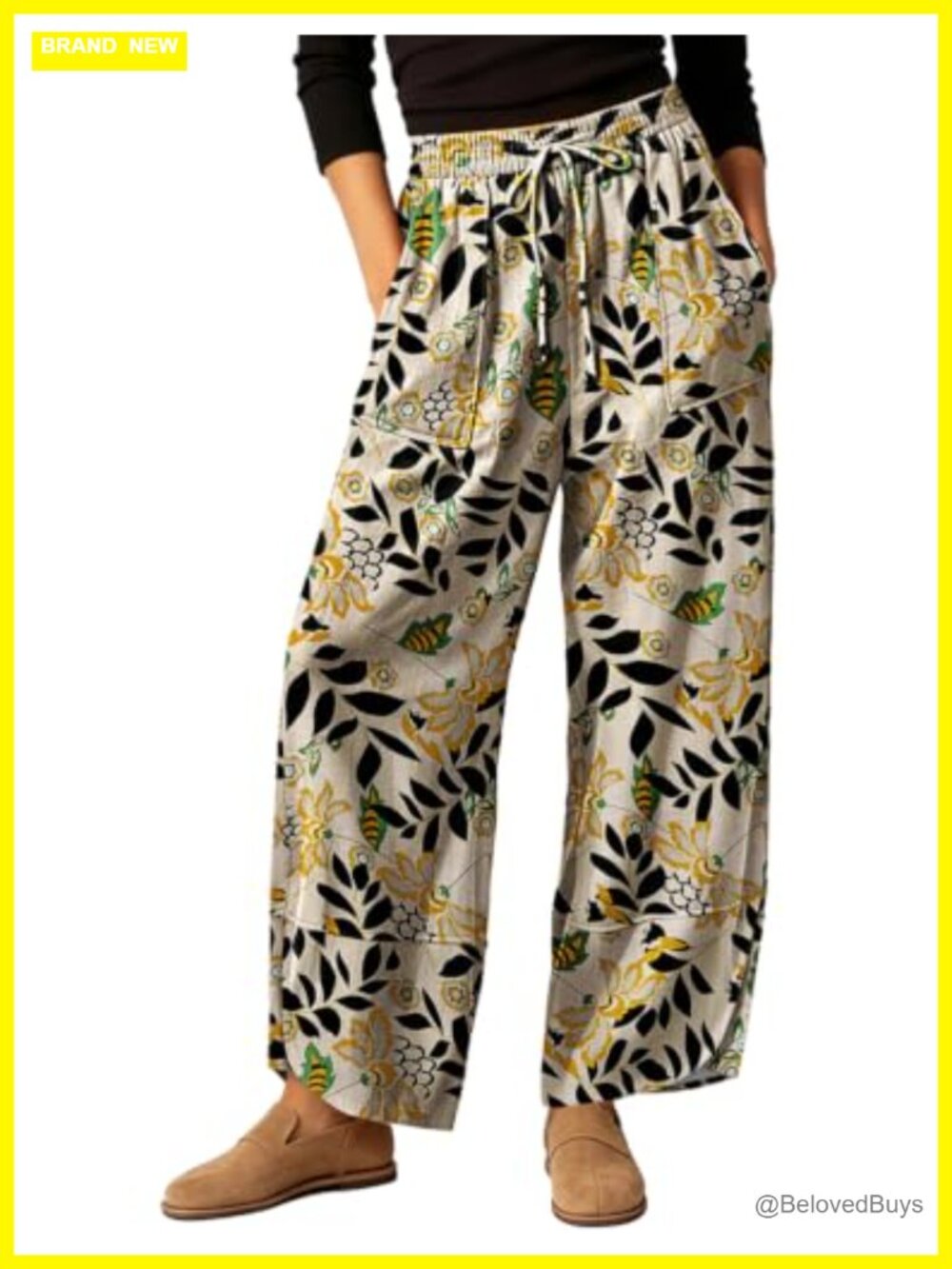 100% Cotton Wide Leg Crop Barrel Pants Boho Casual Summer Trousers